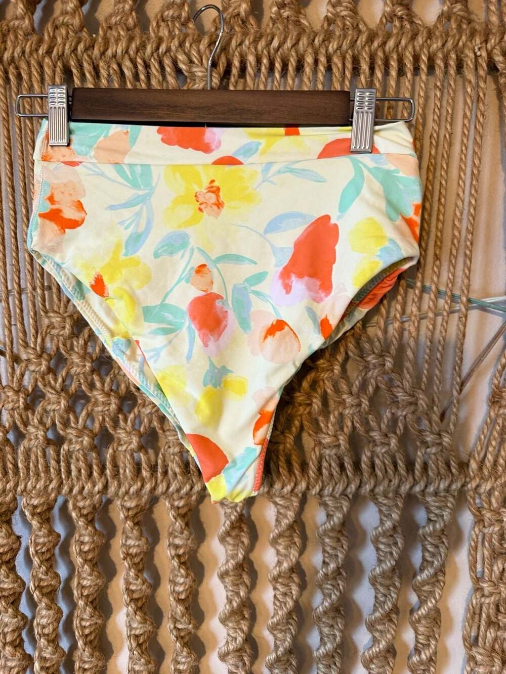 Montce Floral High-Waisted Ruched Bikini Bottom